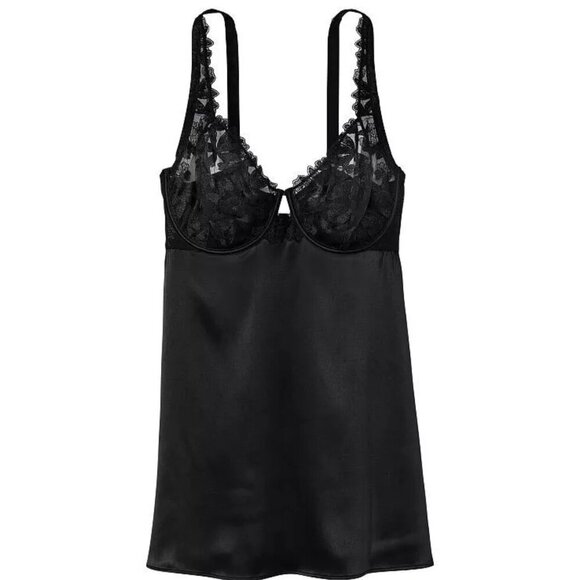 New! Victoria's Secret Lace Trim Teddy Babydoll Slip Dress Nightie 22881 - Picture 1 of 10